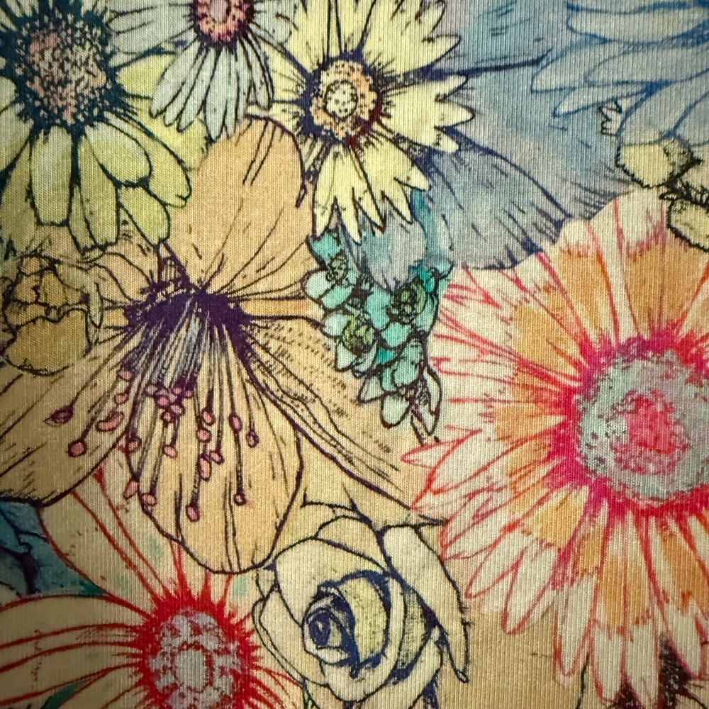 Johnny Was Multicolor Floral Short Sleeve Tee with Teal Accents - Picture 4 of 4